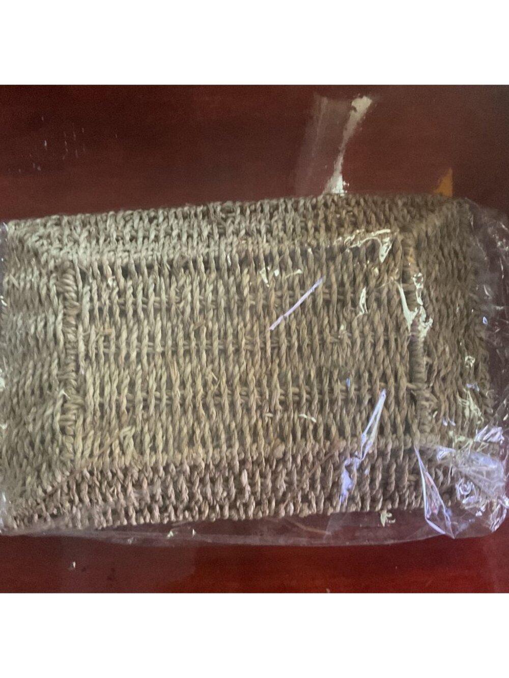 Woven Raffia Straw Rectangular basket - Picture 2 of 2